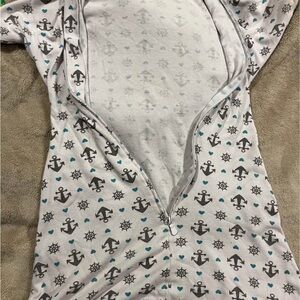 Nautical Anchor Zip Sleep Sack in White, Gray & Teal